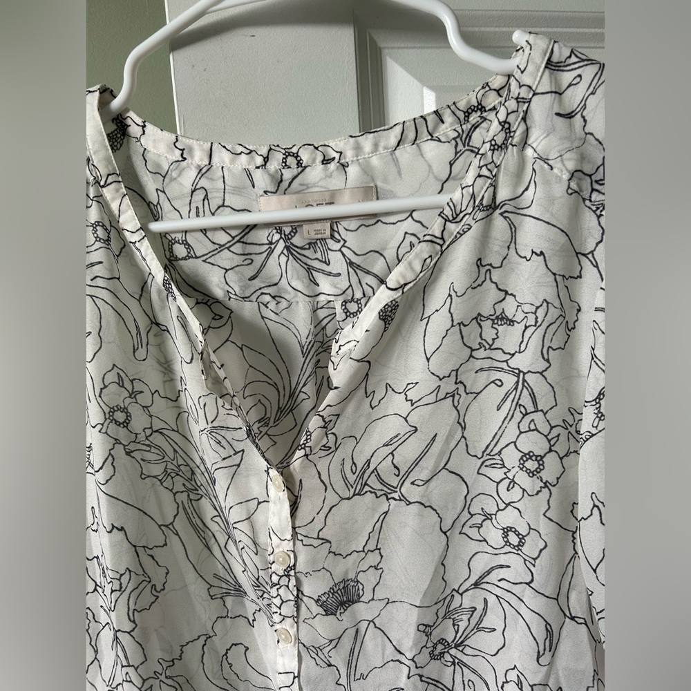 LOFT Long Sleeve Shear Blouse Size Large